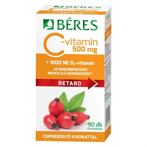 Béres Retard C-vitamin 500mg + D3-vitamin 1000NE filmtabletta 90db