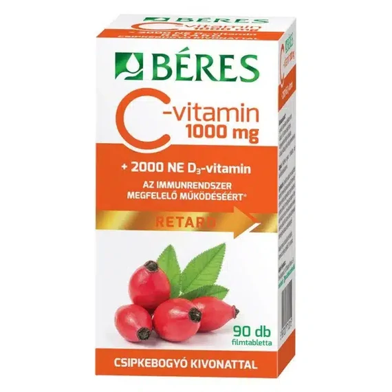 Béres C+D Retard C-vitamin 1000mg + D3 2000NE tabletta 90db