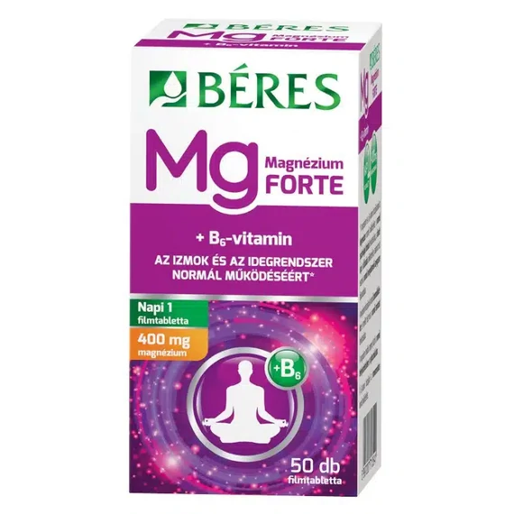 Béres Magnézium 400mg+B6-vitamin Forte filmtabletta 50db
