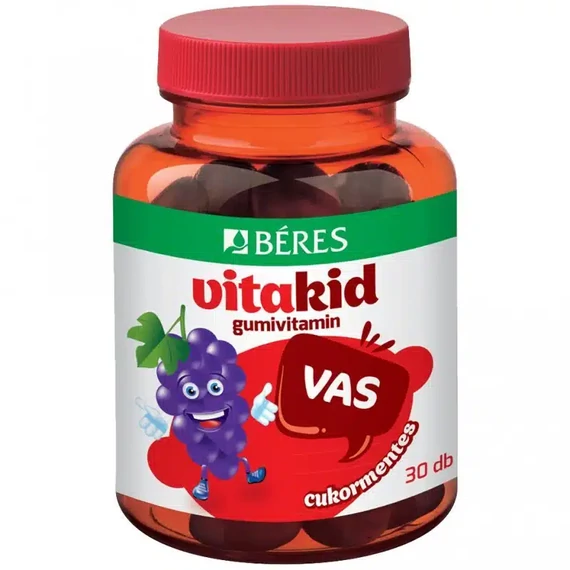 Béres Vitakid Vas cukormentes gumivitamin 30db