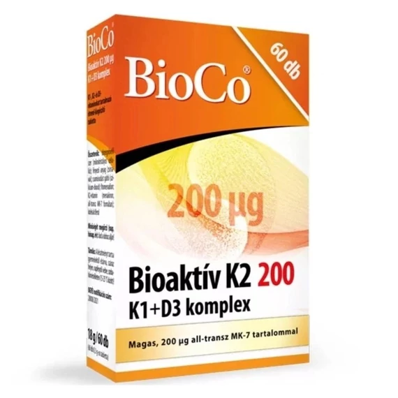 BioCo Bioaktív K2 200µg K1+D3 komplex tabletta 60db