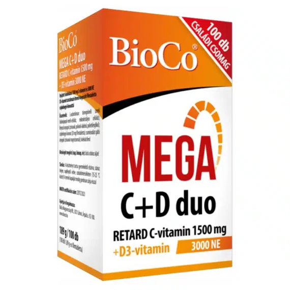 BioCo MEGA C+D duo C-vitamin 1500mg + D3-vitamin 3000NE RETARD filmtabletta 100db