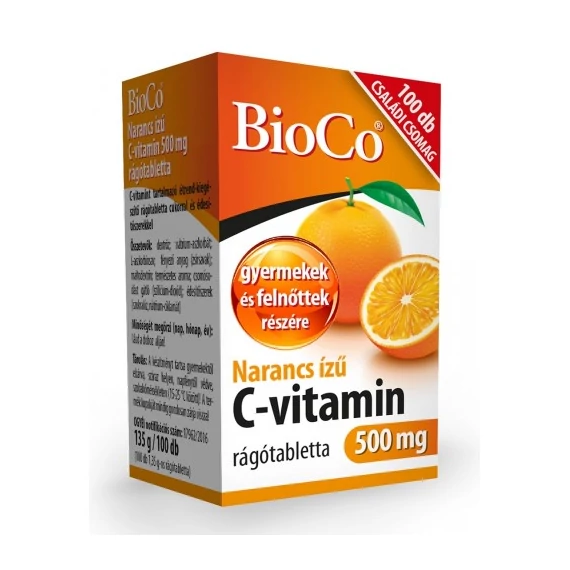 Bioco C-vitamin 500mg narancs ízű rágótabletta 100db
