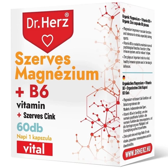 Dr. Herz Szerves Magnézium + B6 + Szerves Cink kapszula 60db