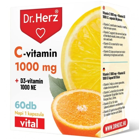 Dr. Herz C-vitamin 1000mg + D3-vitamin 1000NE kapszula 60db