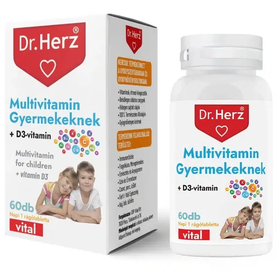 Dr. Herz gyerek multivitamin + D-vitamin rágótabletta 60db