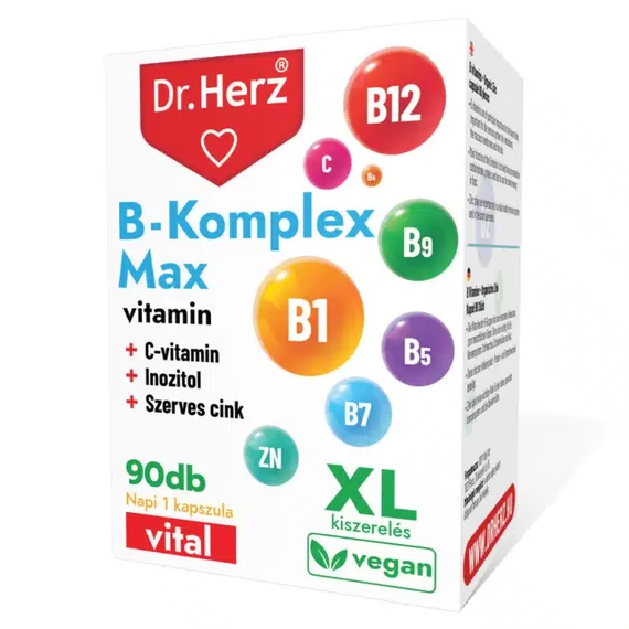Dr. Herz B-Komplex Max+C-vitamin+Inozitol+Szerves Cink XL kapszula 90db