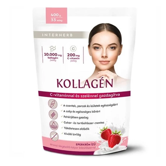 Interherb Kollagén eperkrém ízű italpor 400g