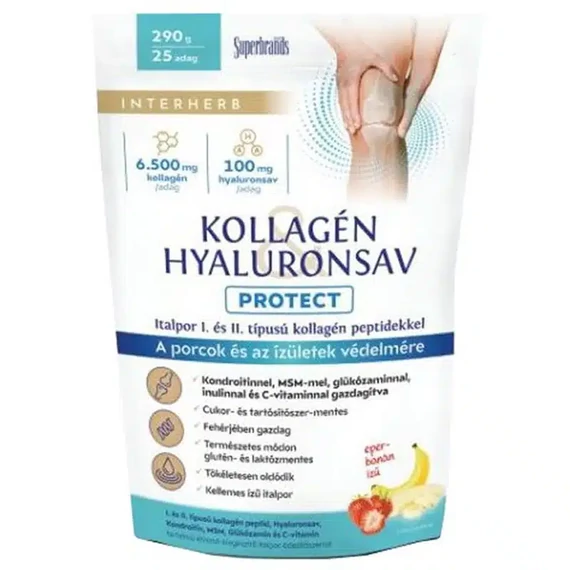 Interherb Kollagén & Hialuronsav Protect porcépítő italpor eper-banán ízü 290g