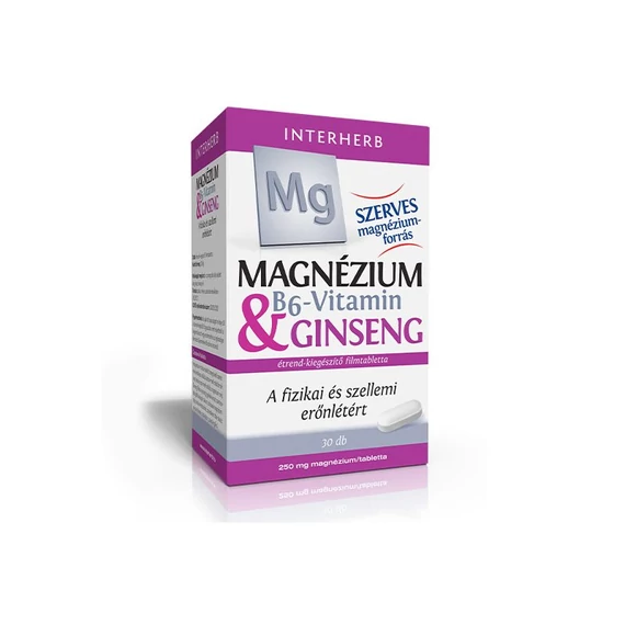Interherb Magnézium + B6-vitamin + Ginseng tabletta 30 db