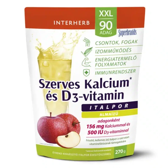 Interherb XXL Szerves Kálcium+D3 almás italpor 270g