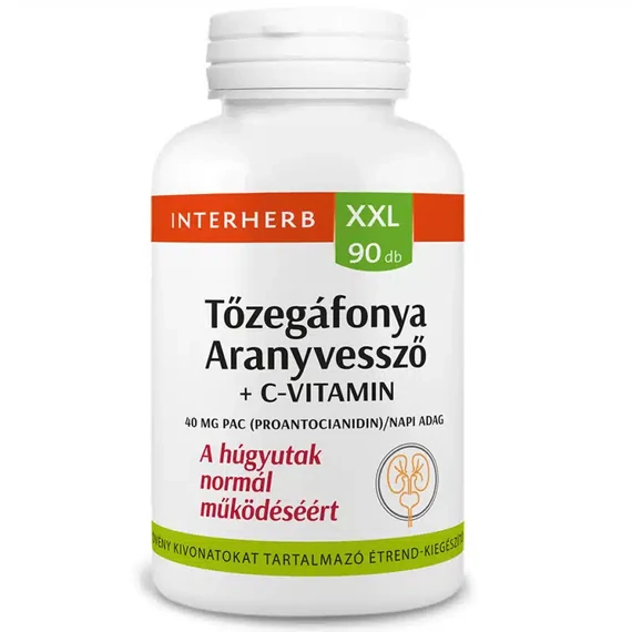 Interherb XXL Tőzegáfonya+Aranyvessző+C-vitamin kapszula 90db