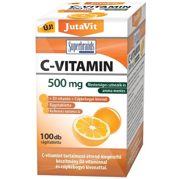 Jutavit C-vitamin 500mg + D3-vitamin 2000NE narancs ízű rágótabletta 100db