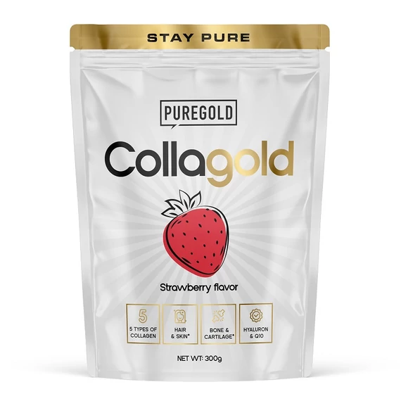 Pure Gold CollaGold Marha és Hal kollagén italpor eper 300g