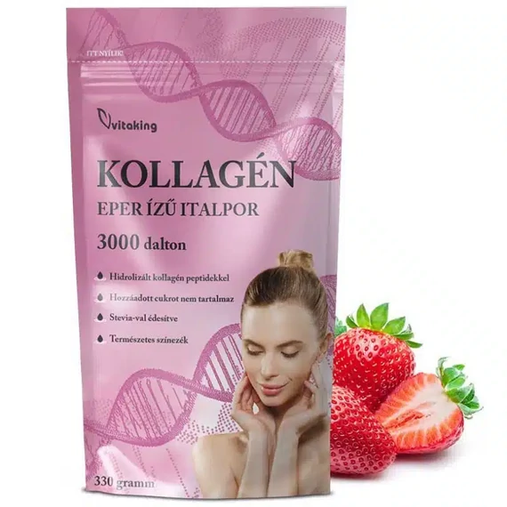 Vitaking Kollagén Eper ízű italpor 330g