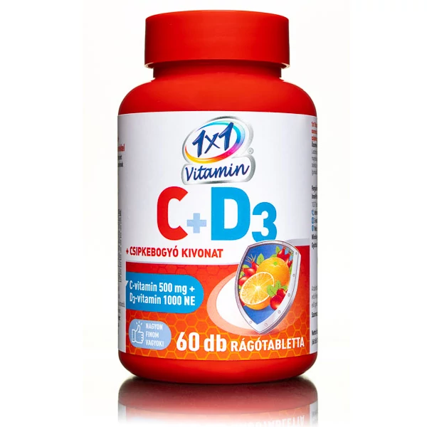 1×1 Vitamin 500mg C-vit.+D3 narancsízű rágótabletta 60 db