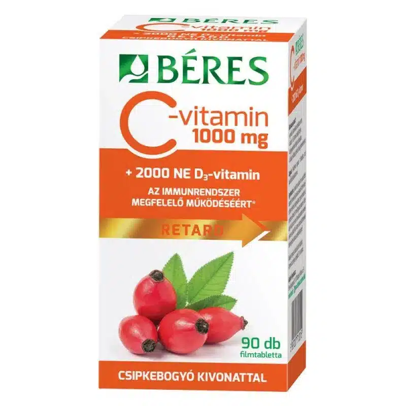 Béres C+D Retard C-vitamin 1000mg + D3 2000NE tabletta 90db