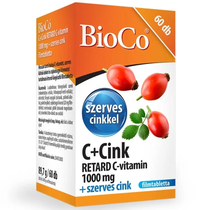 BioCo C+Cink Retard C-vitamin 1000mg + szerves Cink tabletta 60db