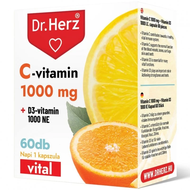 Dr. Herz C-vitamin 1000mg + D3-vitamin 1000NE kapszula 60db