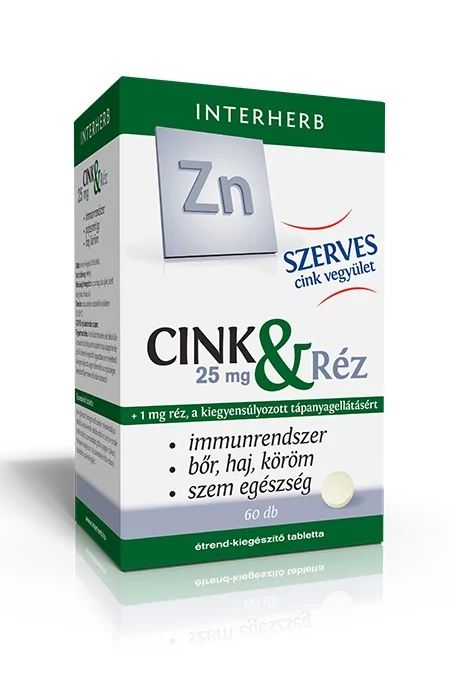Interherb szerves Cink 25 mg + Réz tabletta 60 db
