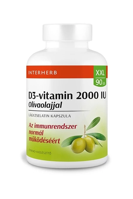Interherb XXL D3-vitamin 2000IU olivaolajjal 90db