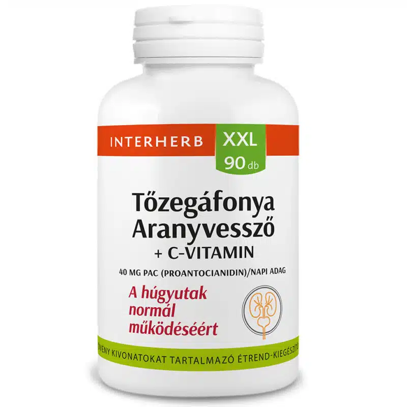 Interherb XXL Tőzegáfonya+Aranyvessző+C-vitamin kapszula 90db