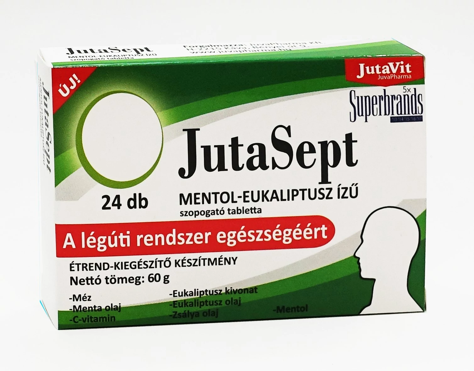 JutaVit Jutasept mentol-eukaliptusz ízű szopogató tabletta 24db