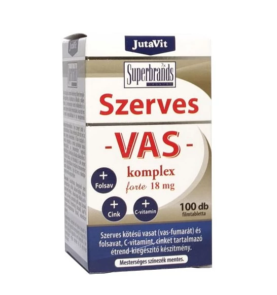 JutaVit Szerves Vas-komplex Forte 18mg tabletta 100db